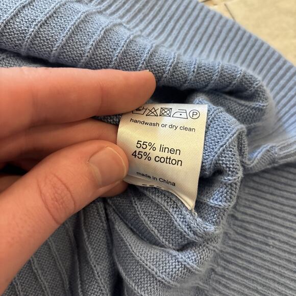 Essential Antwerp Mills Knit Pocket Tee Blue Women’s Sz XL Linen Blend NWT - Picture 11 of 11